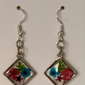 Diamond Clear Floral Resin Earrings
