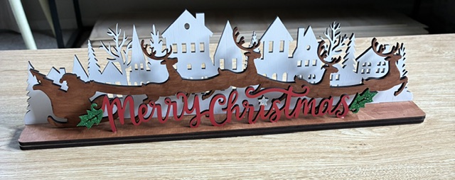 Laser cut layered painted signs on stand - Image 4