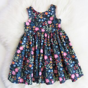 Party Dress Navy Mixed Garden