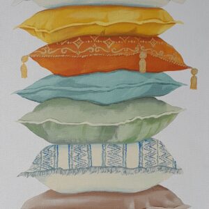 Tabby Cat On Cushions Original Art