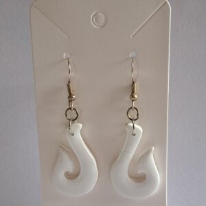 White Māori Fish Hook Earrings